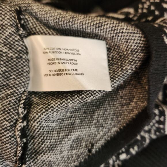 Eddie Bauer Women's Large 1/2 Zip Pullover Mock Neck Sweater White and Black - Picture 10 of 10